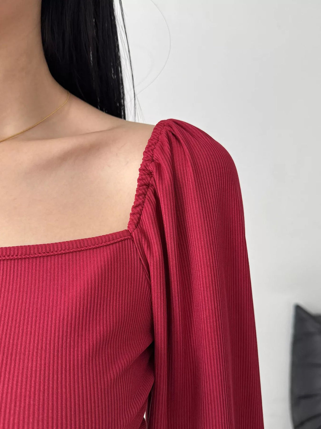 Backless Square Neck Long Sleeve Dress - Lara Moda