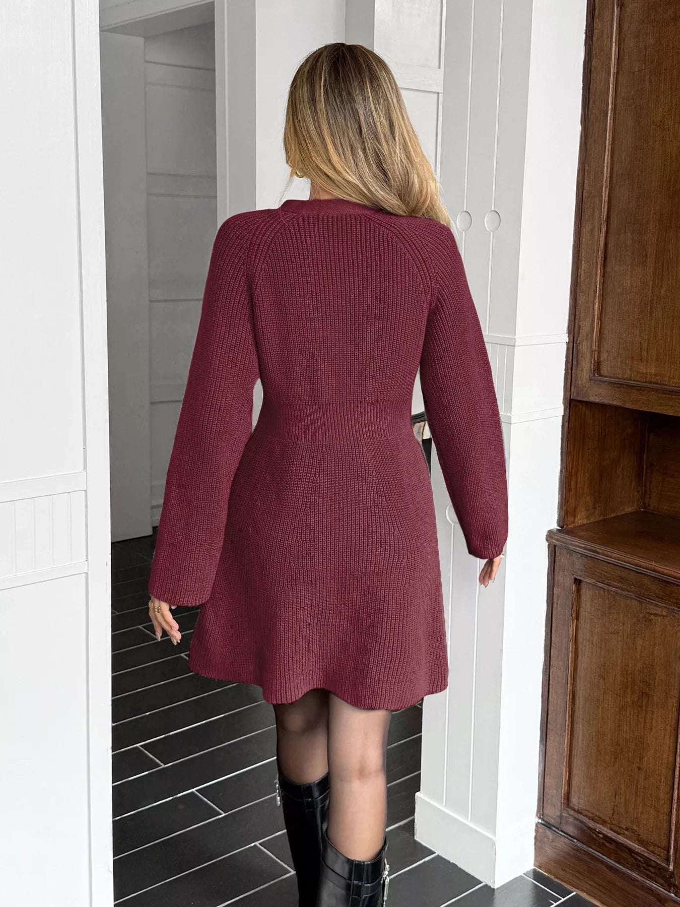 Button-Down Knitted Sweater Dress - Lara Moda