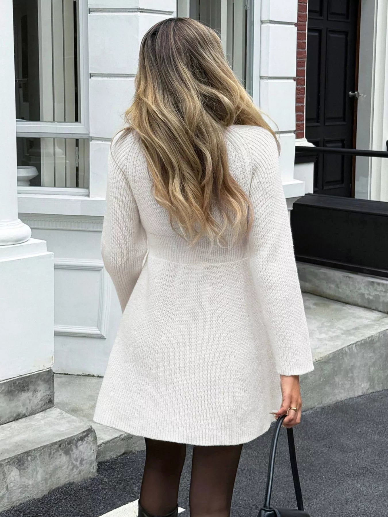 Button-Down Knitted Sweater Dress - Lara Moda