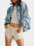 Button Up Long Sleeve Denim Jacket - Lara Moda