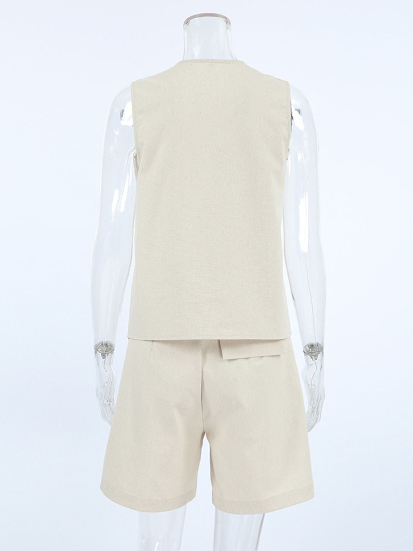 Button Up Vest and Shorts Set - Lara Moda