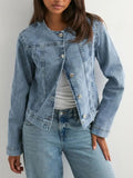 Classic Button-Down Denim Jacket - Lara Moda
