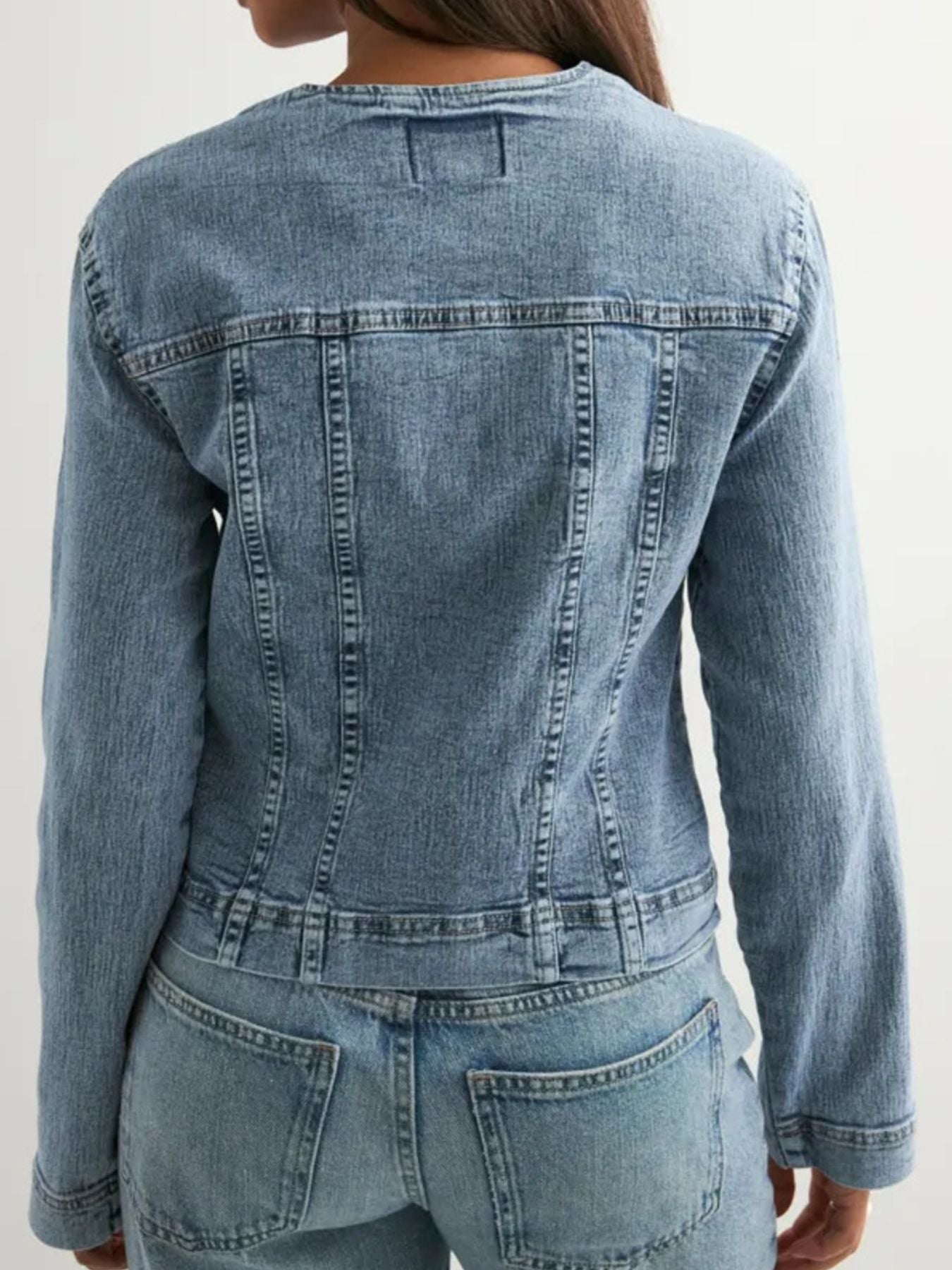 Classic Button-Down Denim Jacket - Lara Moda