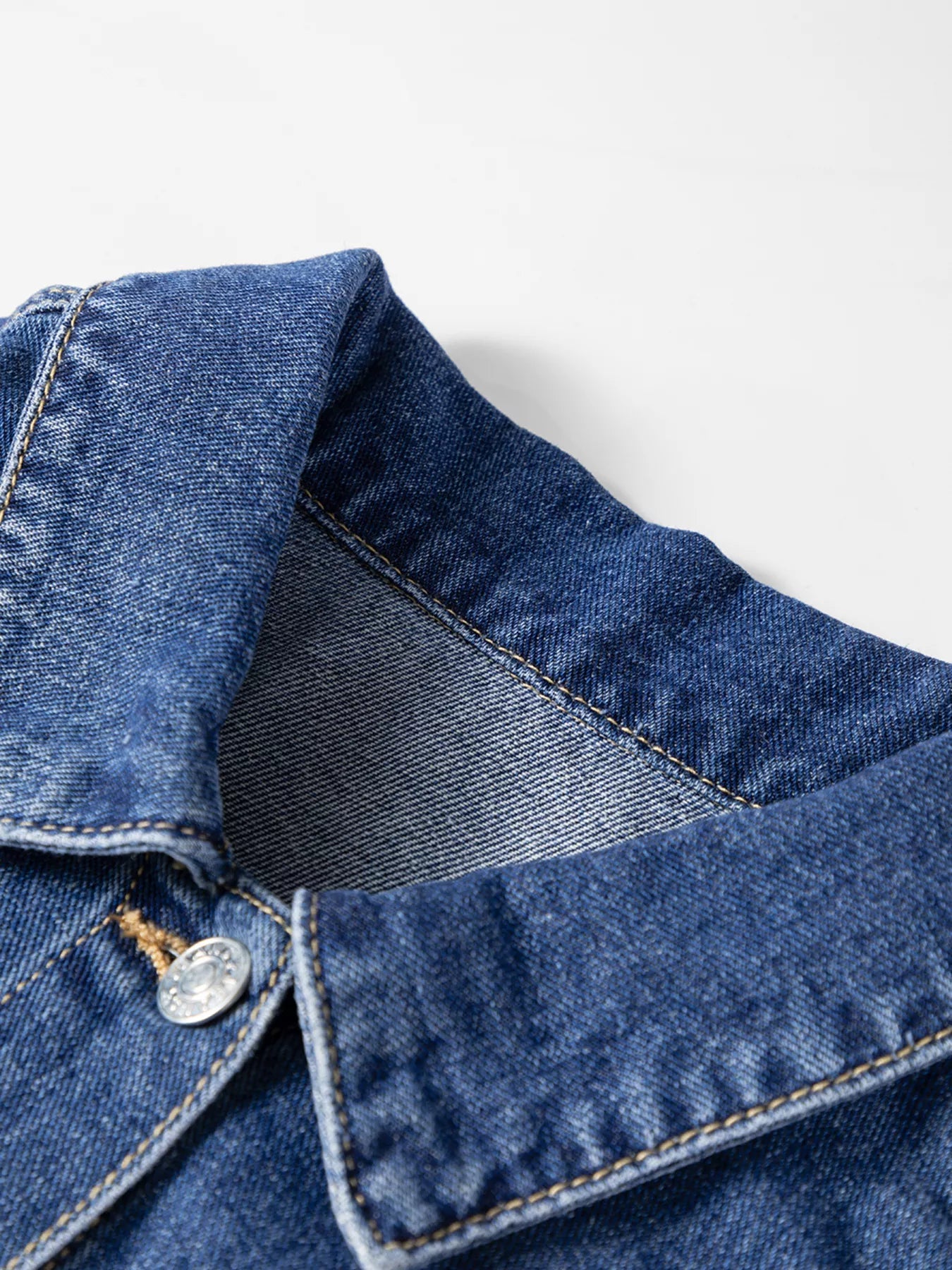 Color Block Patchwork Raw Hem Denim Jacket - Lara Moda
