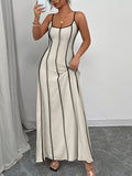 Contrast Trim Spaghetti Strap Maxi Dress - Lara Moda