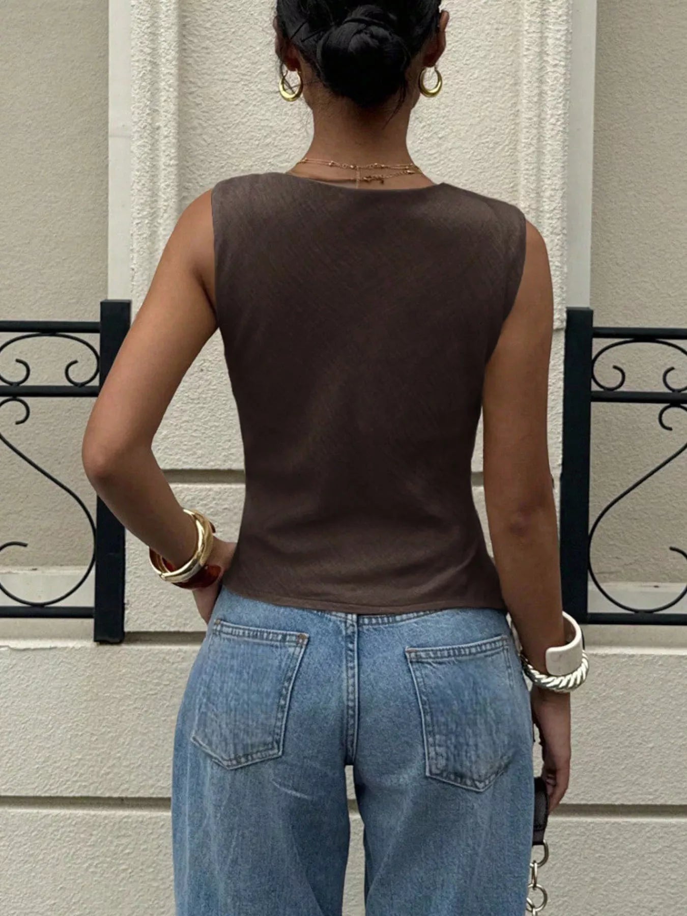 Cowl Neck Sleeveless Tank - Lara Moda