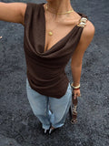Cowl Neck Sleeveless Tank - Lara Moda