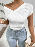 Cross-Wrap Slim Fit Top - Lara Moda