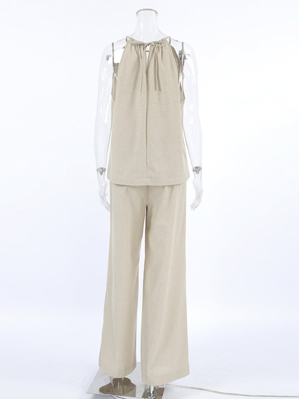 Cutout Tank and Wide Leg Pants Set - Lara Moda