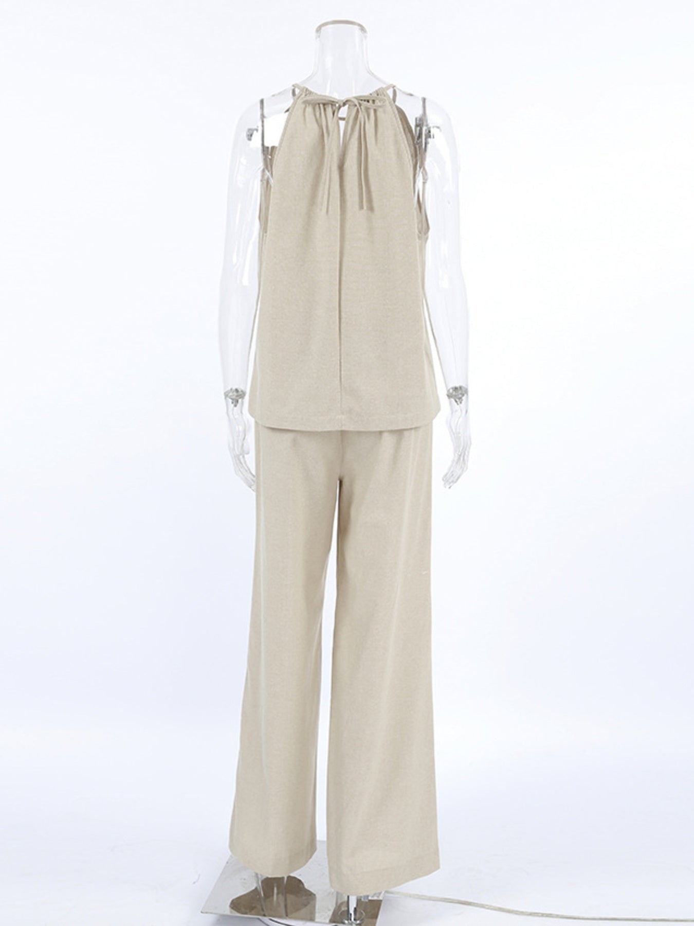 Cutout Tank and Wide Leg Pants Set - Lara Moda