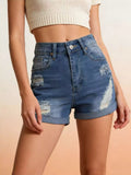 Distressed High-Waisted Denim Shorts - Lara Moda