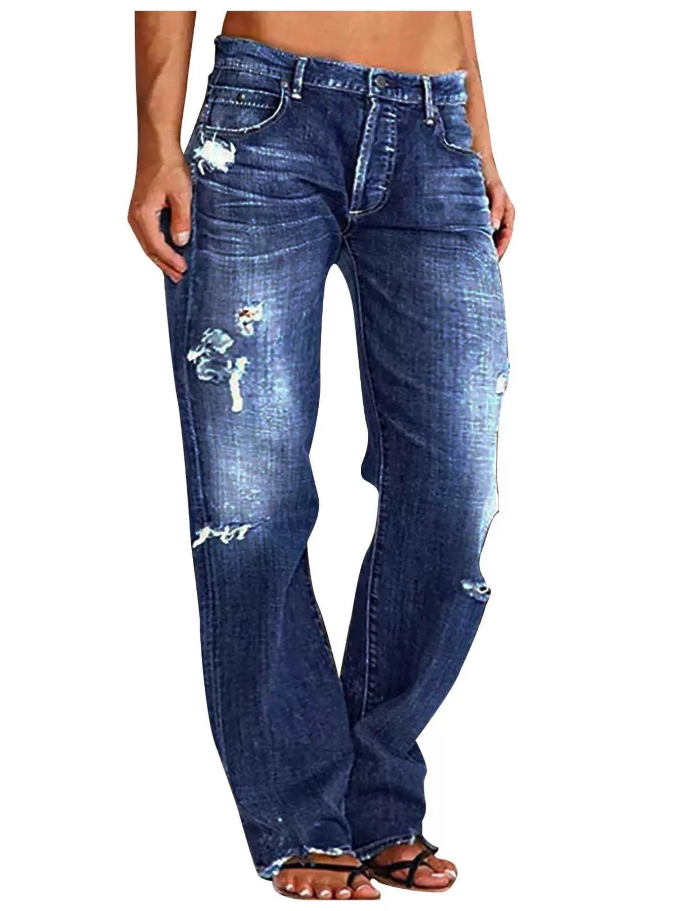 Distressed Loose Fit Jeans - Lara Moda