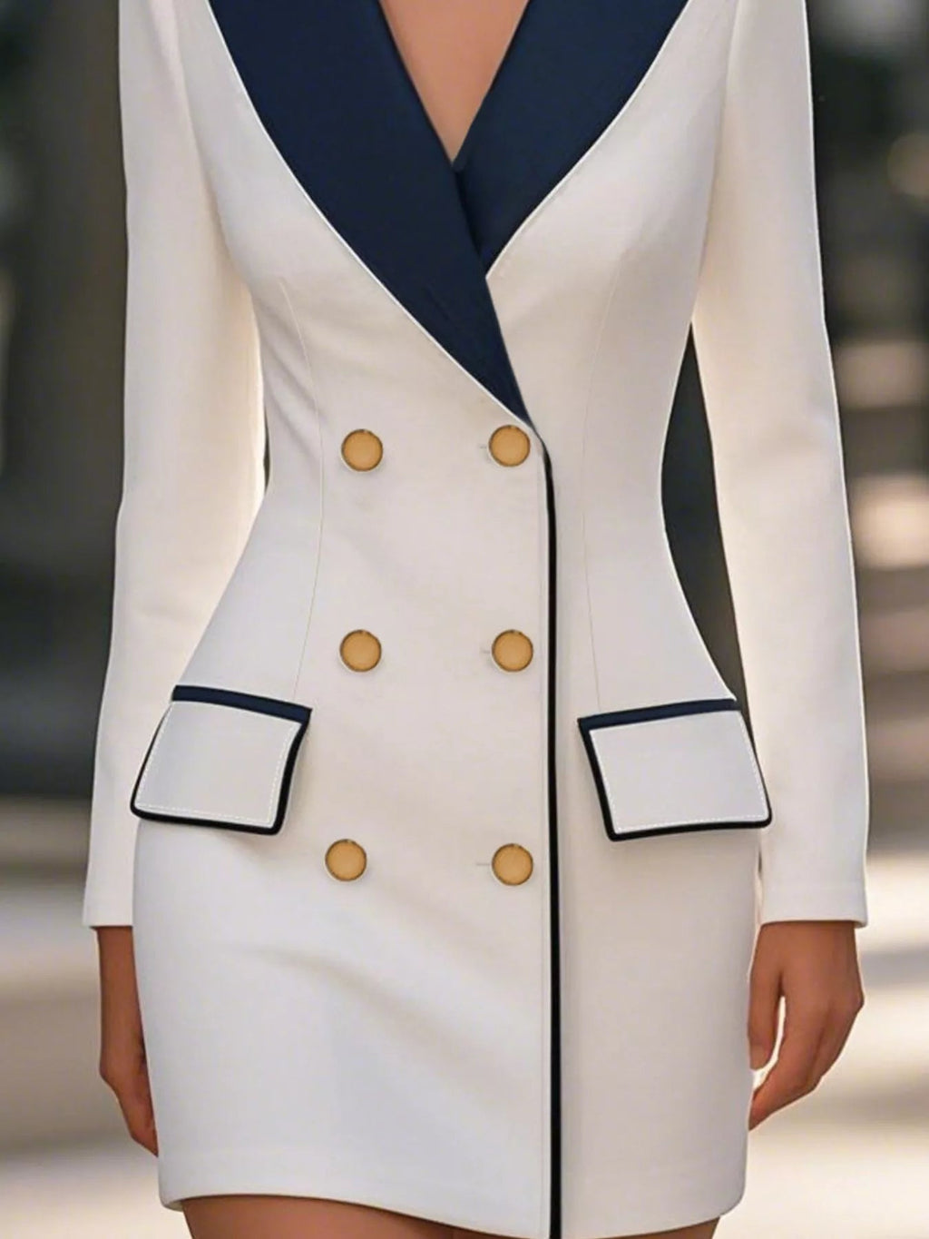 Double-Breasted Blazer Dress - Lara Moda