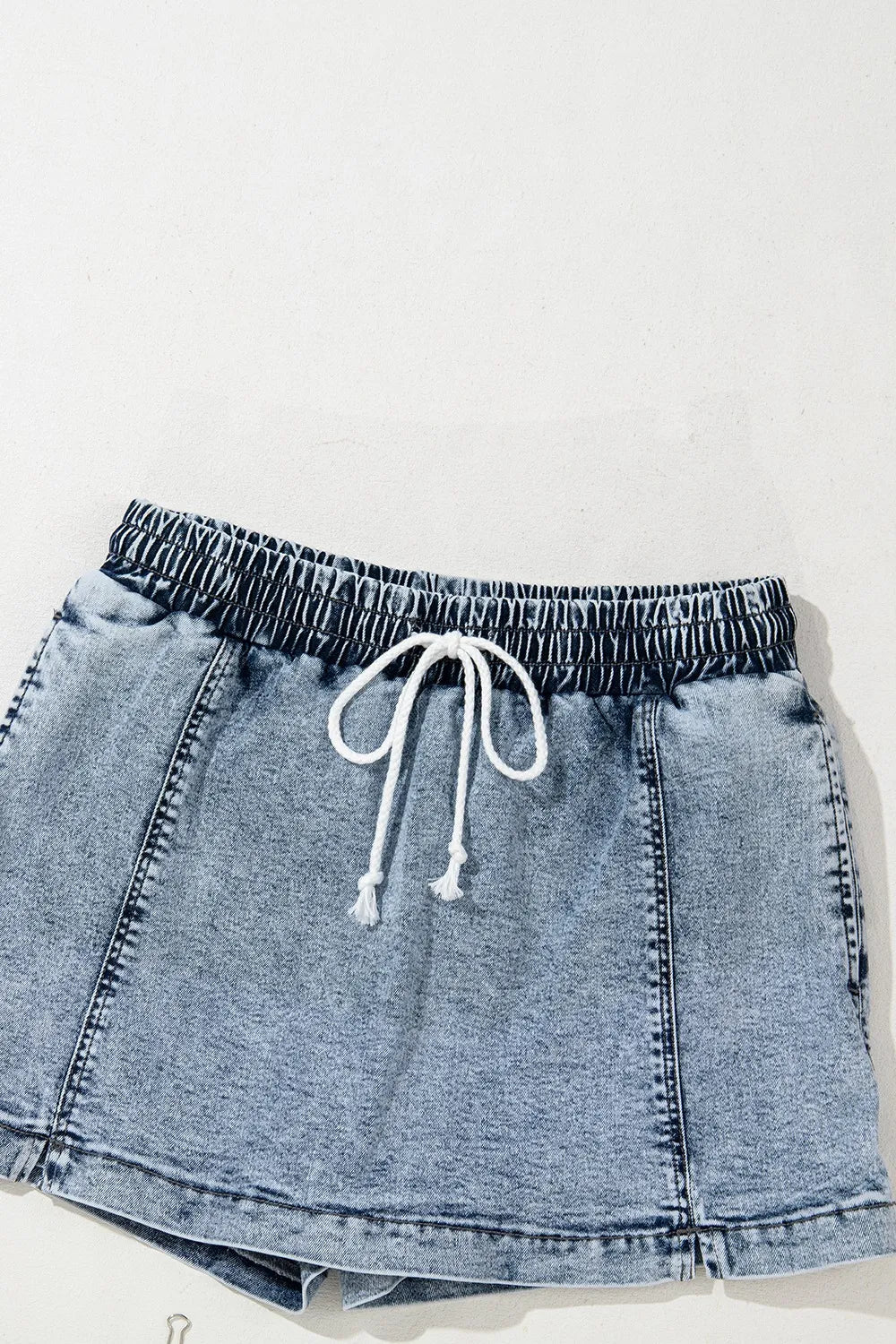 Drawstring High Waist Pocketed Denim Shorts - Lara Moda