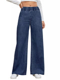 Elastic Waist Wide Leg Jeans - Lara Moda