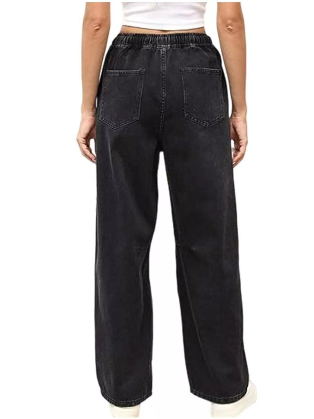 Elastic Waist Wide Leg Jeans - Lara Moda