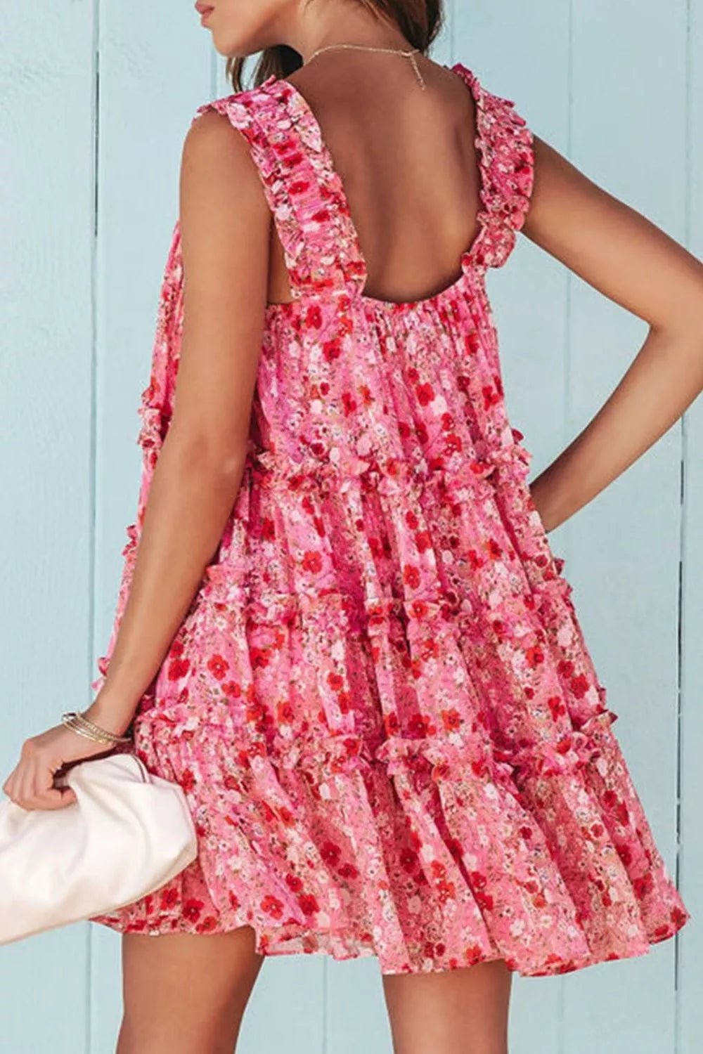 Floral Print Ruffle Tiered Mini Dress - Lara Moda