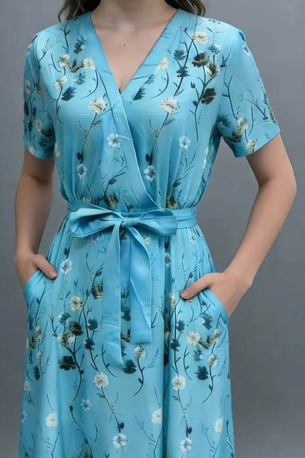 Floral Print Wrap Maxi Dress - Lara Moda