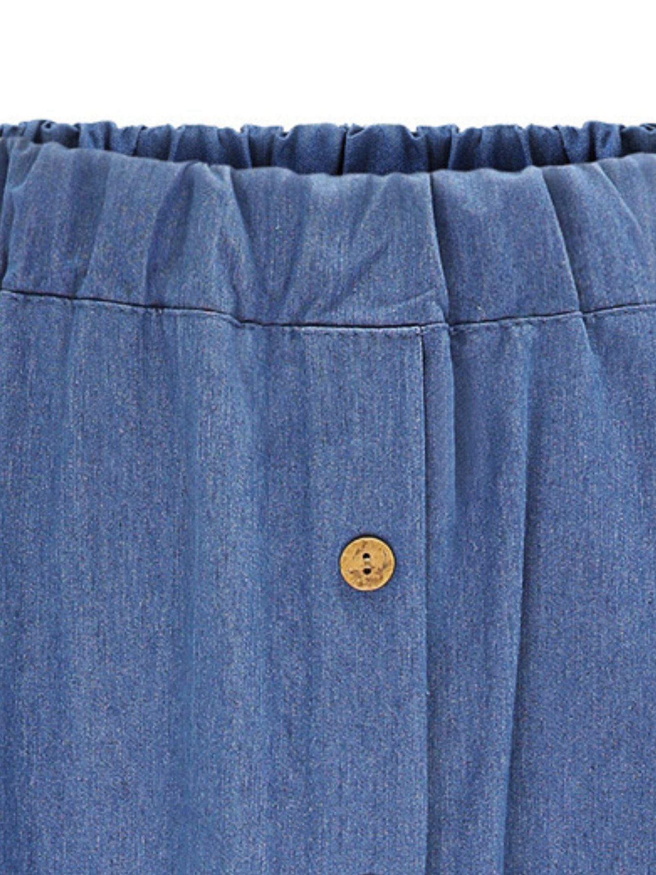 Full Size Button-Front Denim A-Line Skirt Plus Size - Lara Moda