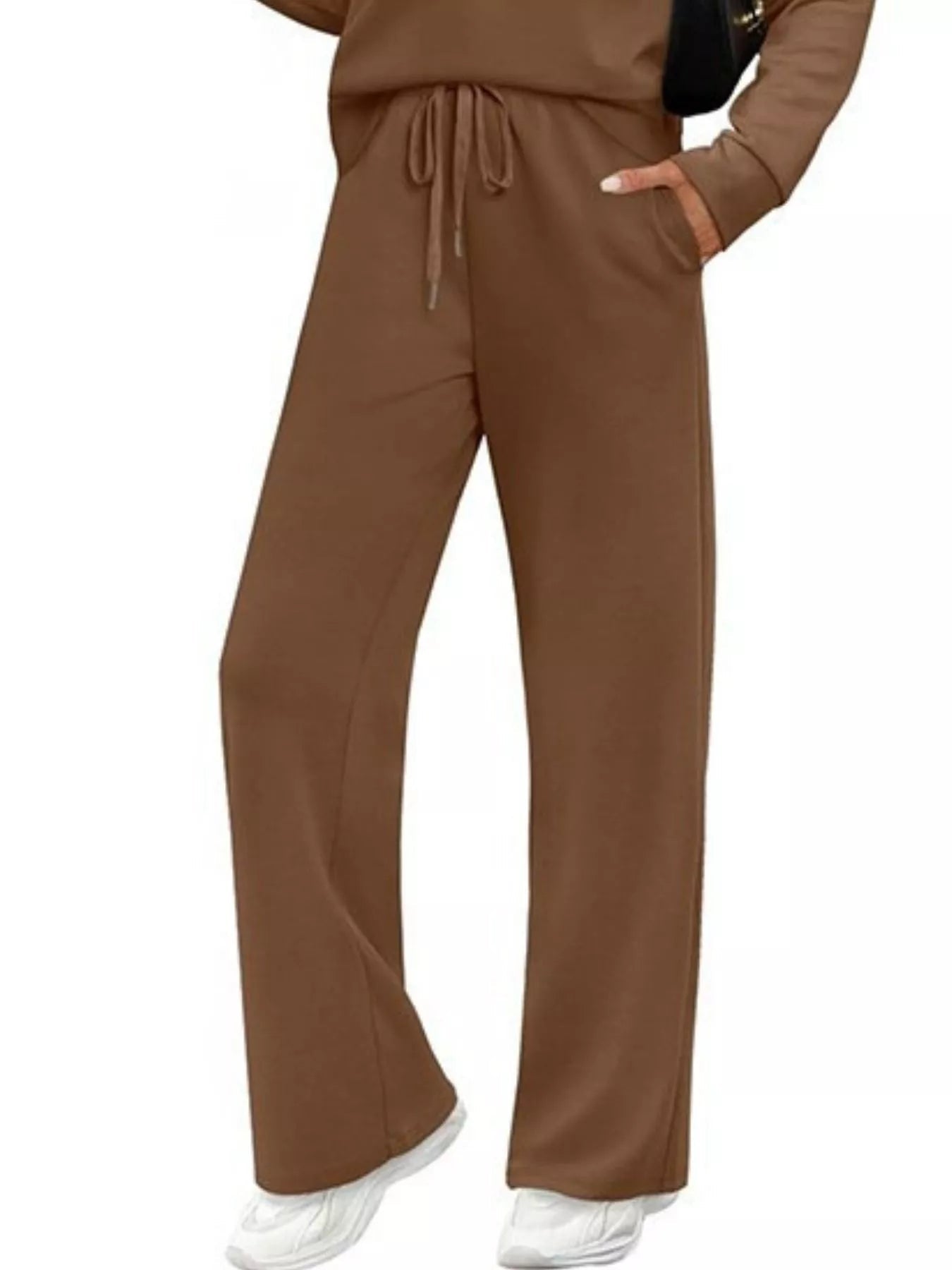 Full Size Long Sleeve Round Neck Top and Pants Set Plus Size - Lara Moda