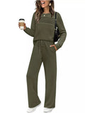 Full Size Long Sleeve Round Neck Top and Pants Set Plus Size - Lara Moda