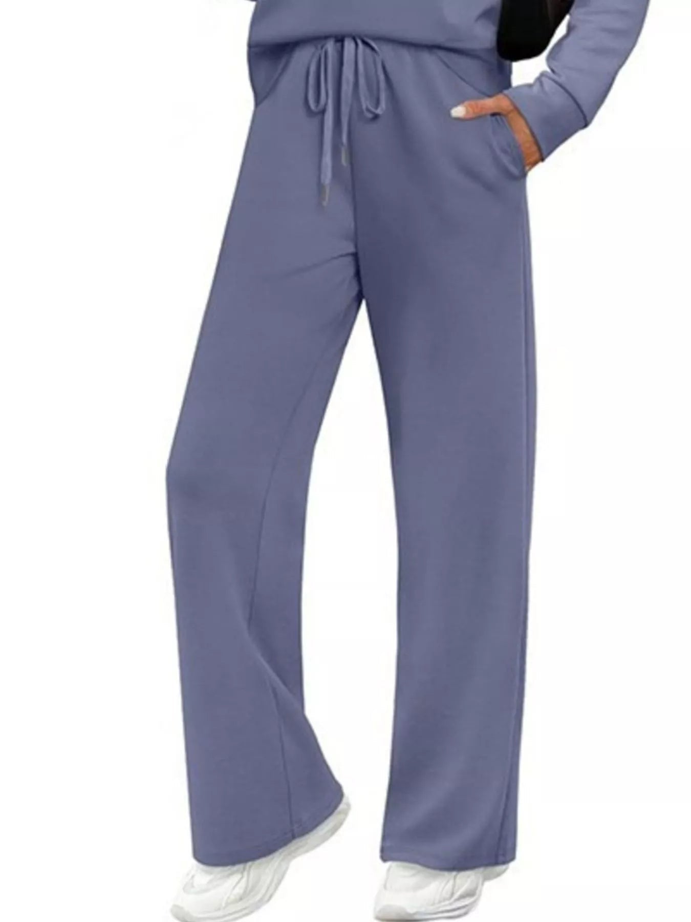 Full Size Long Sleeve Round Neck Top and Pants Set Plus Size - Lara Moda