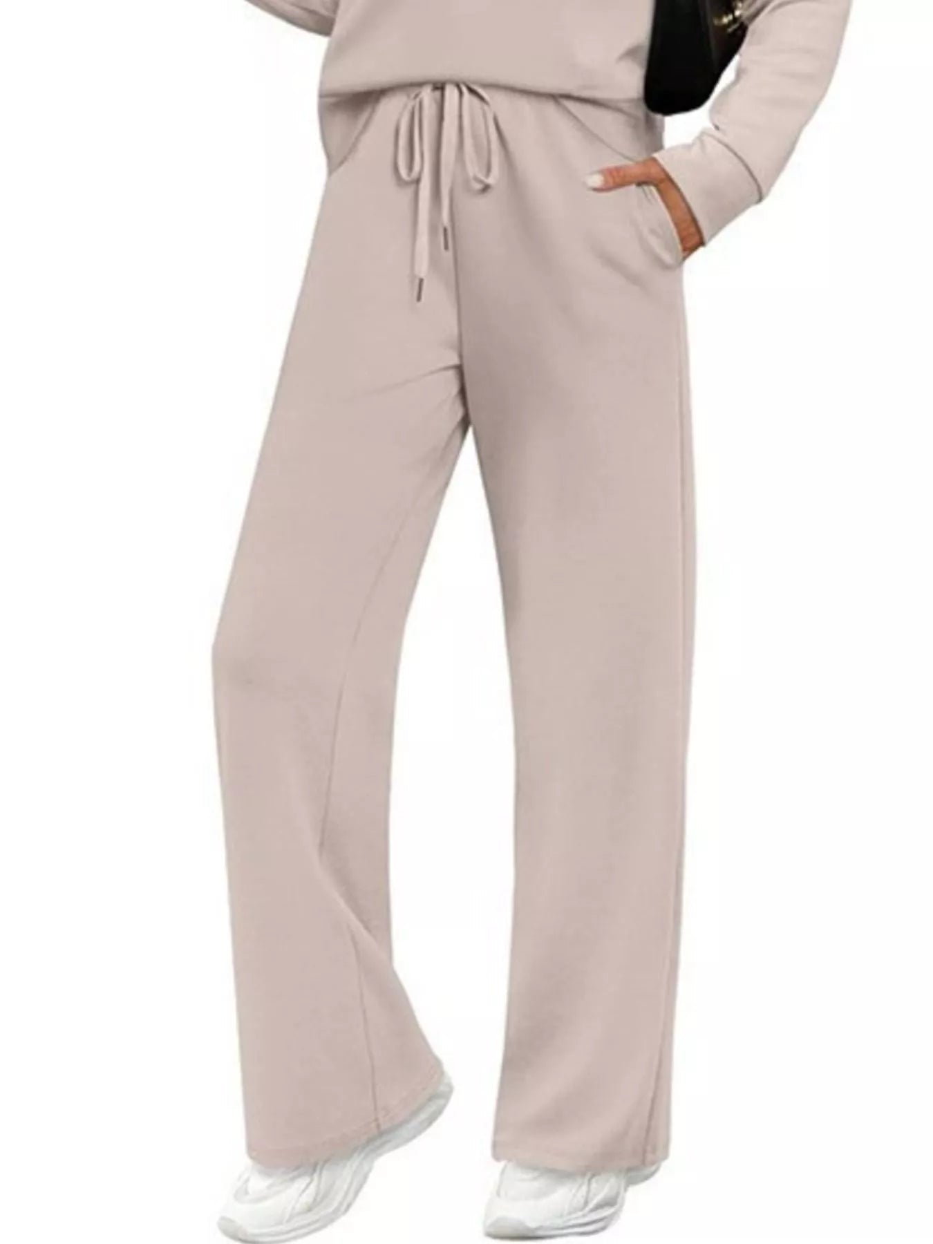Full Size Long Sleeve Round Neck Top and Pants Set Plus Size - Lara Moda