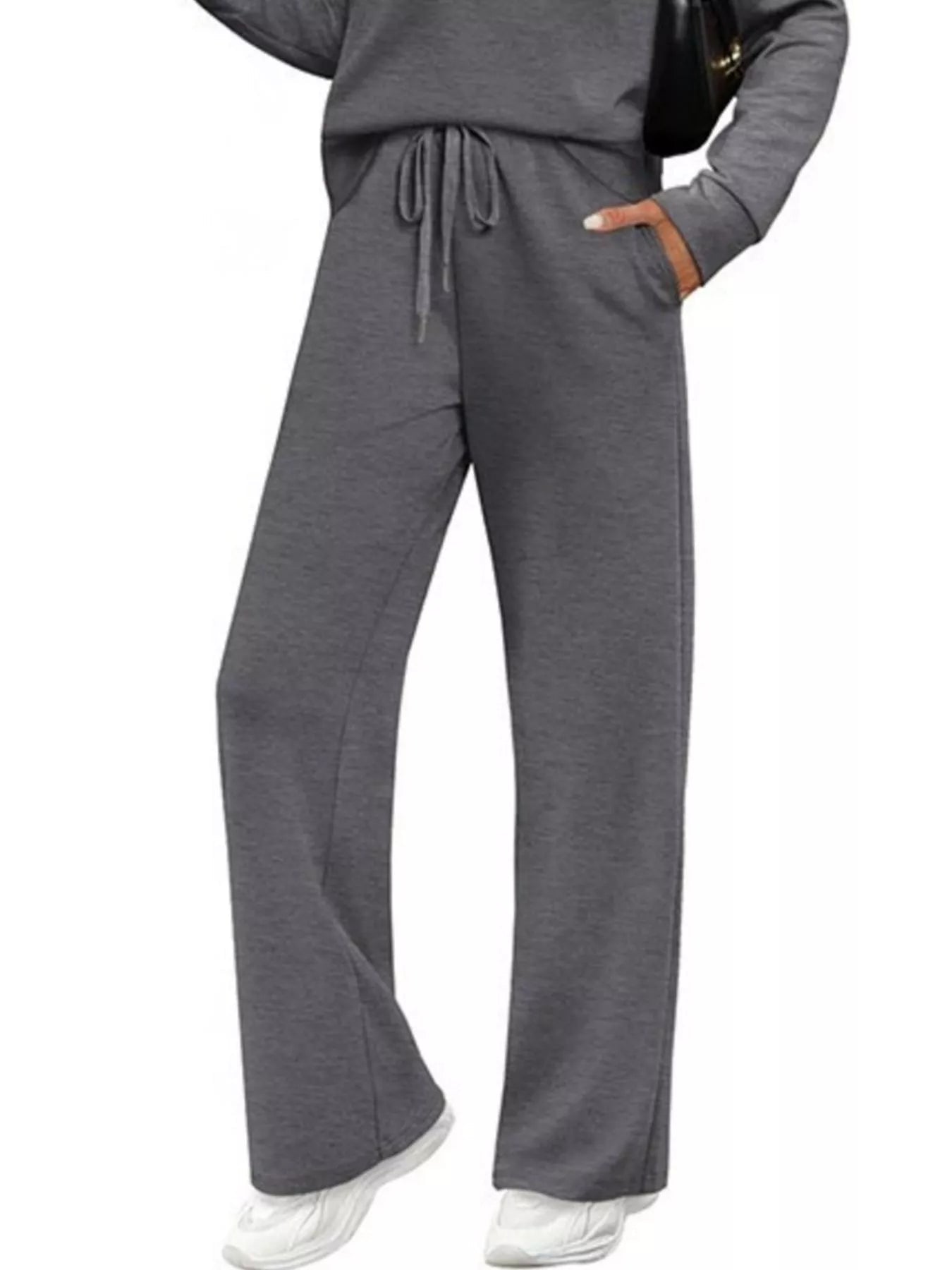 Full Size Long Sleeve Round Neck Top and Pants Set Plus Size - Lara Moda