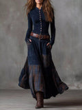 Full Size Plaid Button Front Long Sleeve Dress Plus Size - Lara Moda