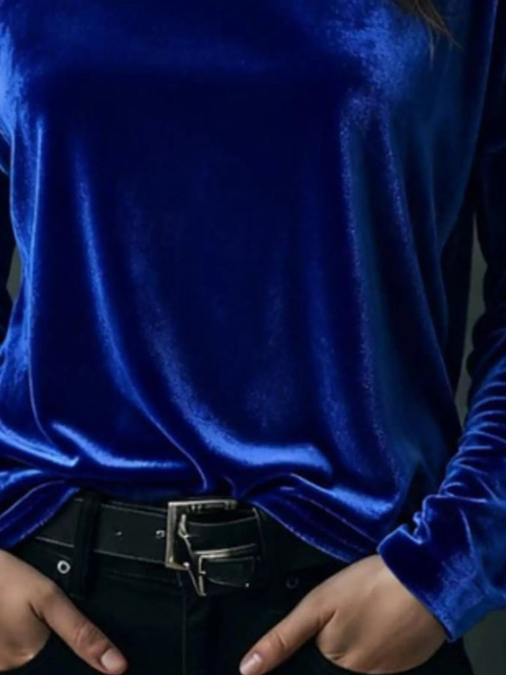 Full Size Velvet Long Sleeve T-Shirt Plus Size - Lara Moda