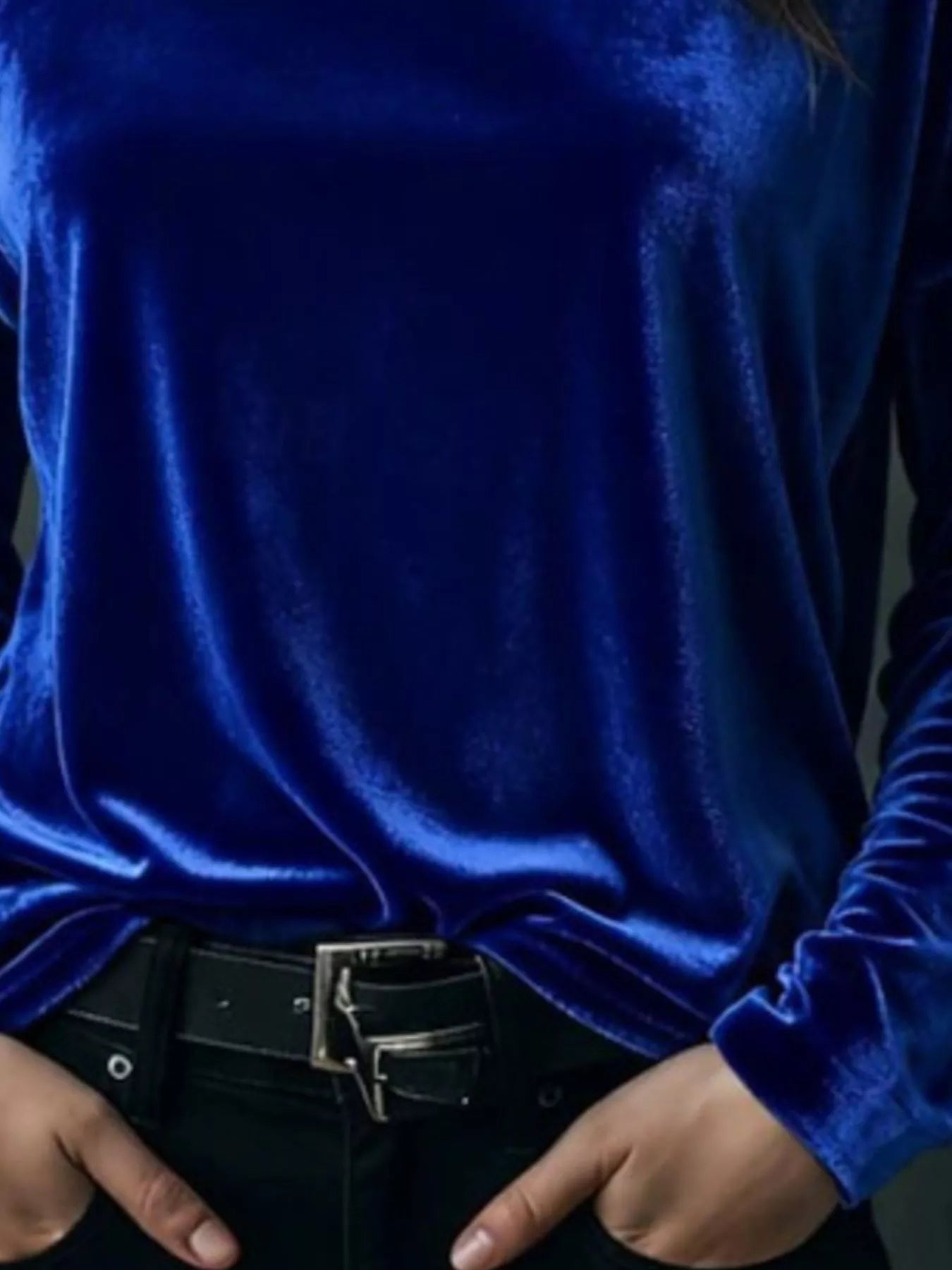 Full Size Velvet Long Sleeve T-Shirt Plus Size - Lara Moda