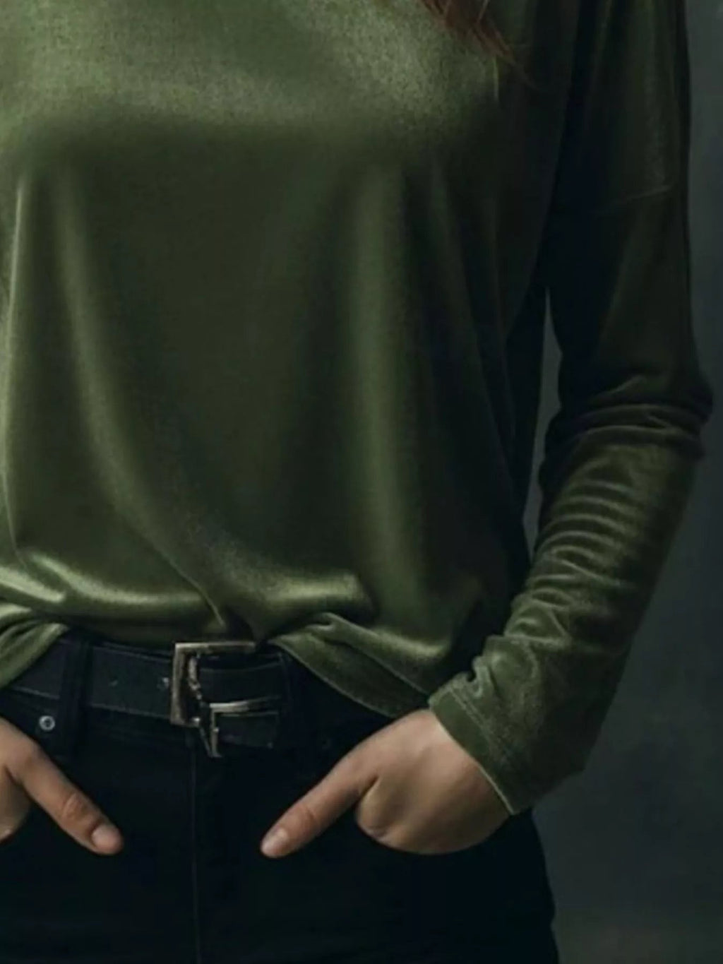 Full Size Velvet Long Sleeve T-Shirt Plus Size - Lara Moda