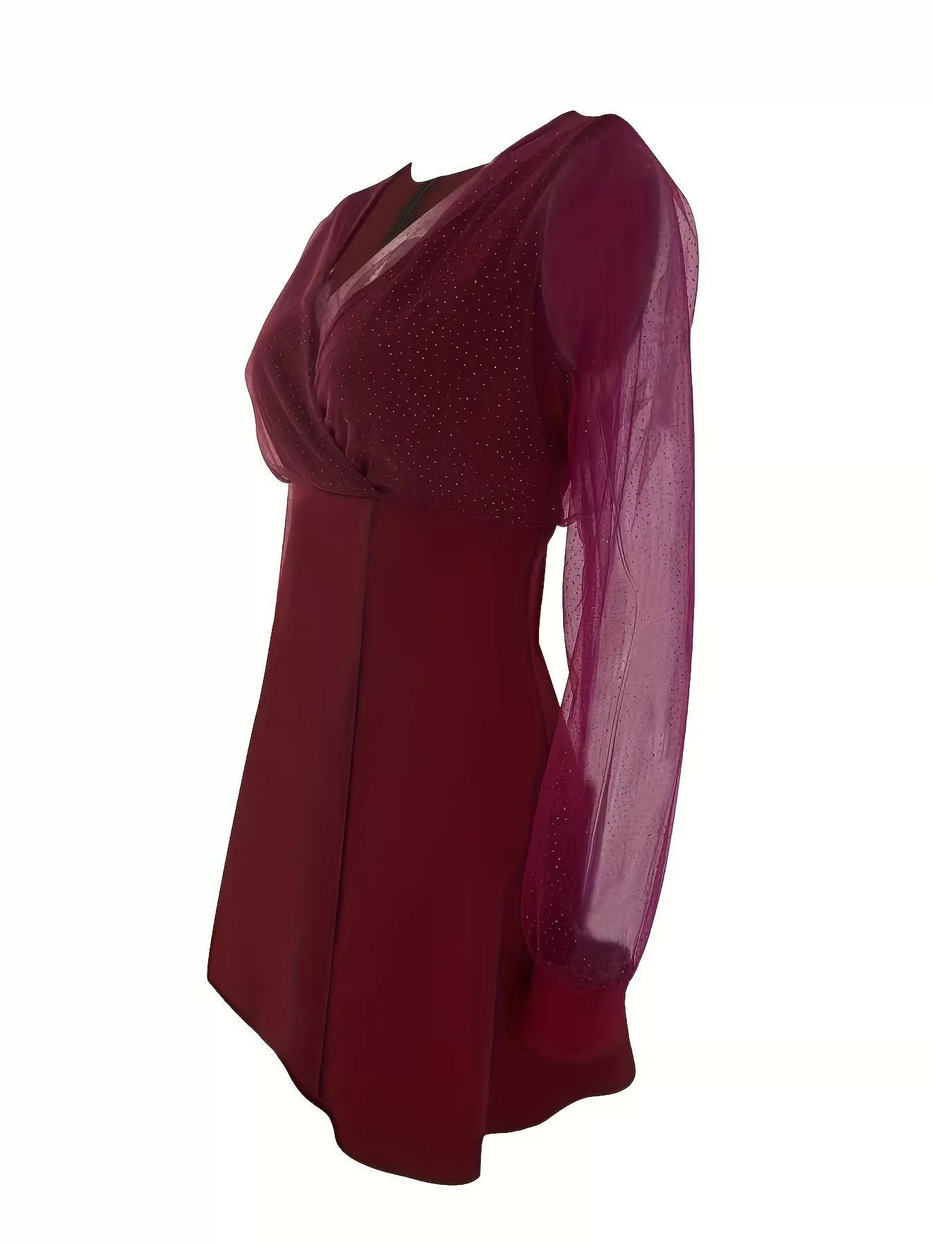 Glitter Mesh Long Sleeve Mini Dress - Lara Moda
