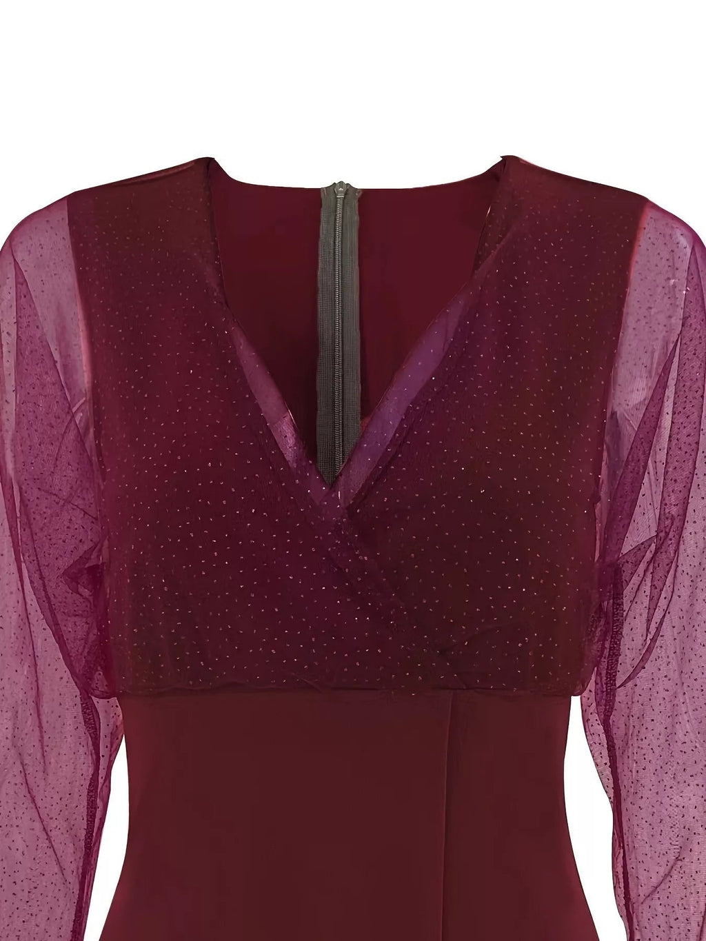 Glitter Mesh Long Sleeve Mini Dress - Lara Moda