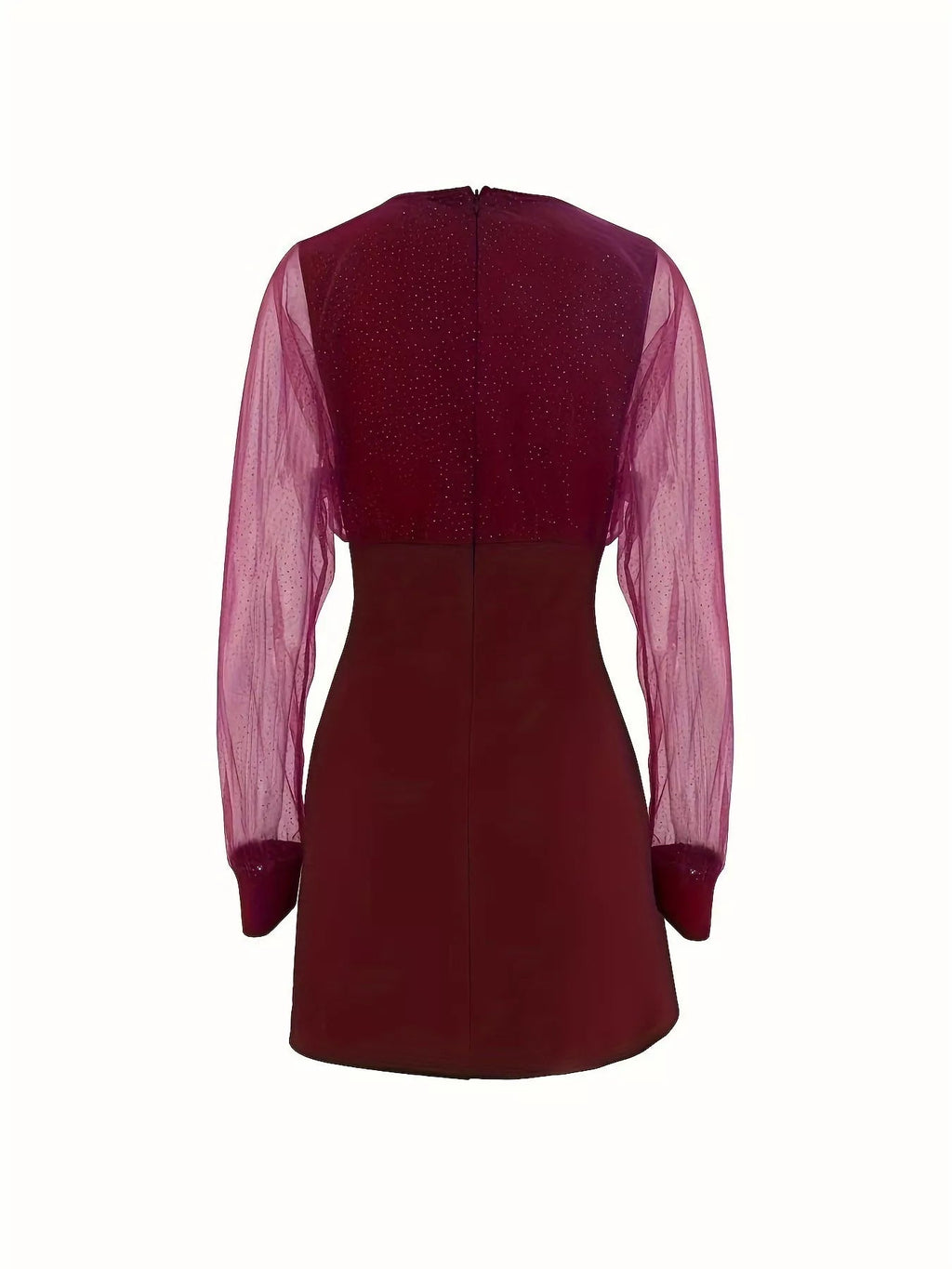Glitter Mesh Long Sleeve Mini Dress - Lara Moda