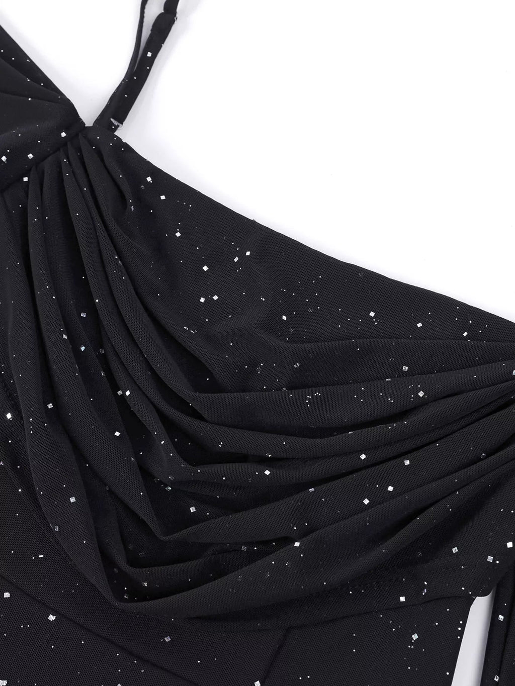 Glitter Ruched Long Sleeve Mermaid Maxi Dress - Lara Moda