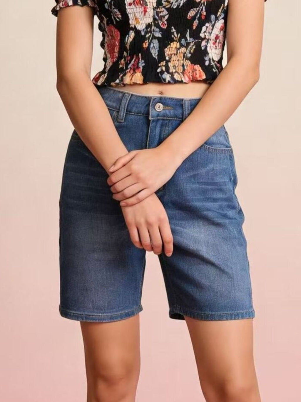 High Waist Denim Shorts - Lara Moda