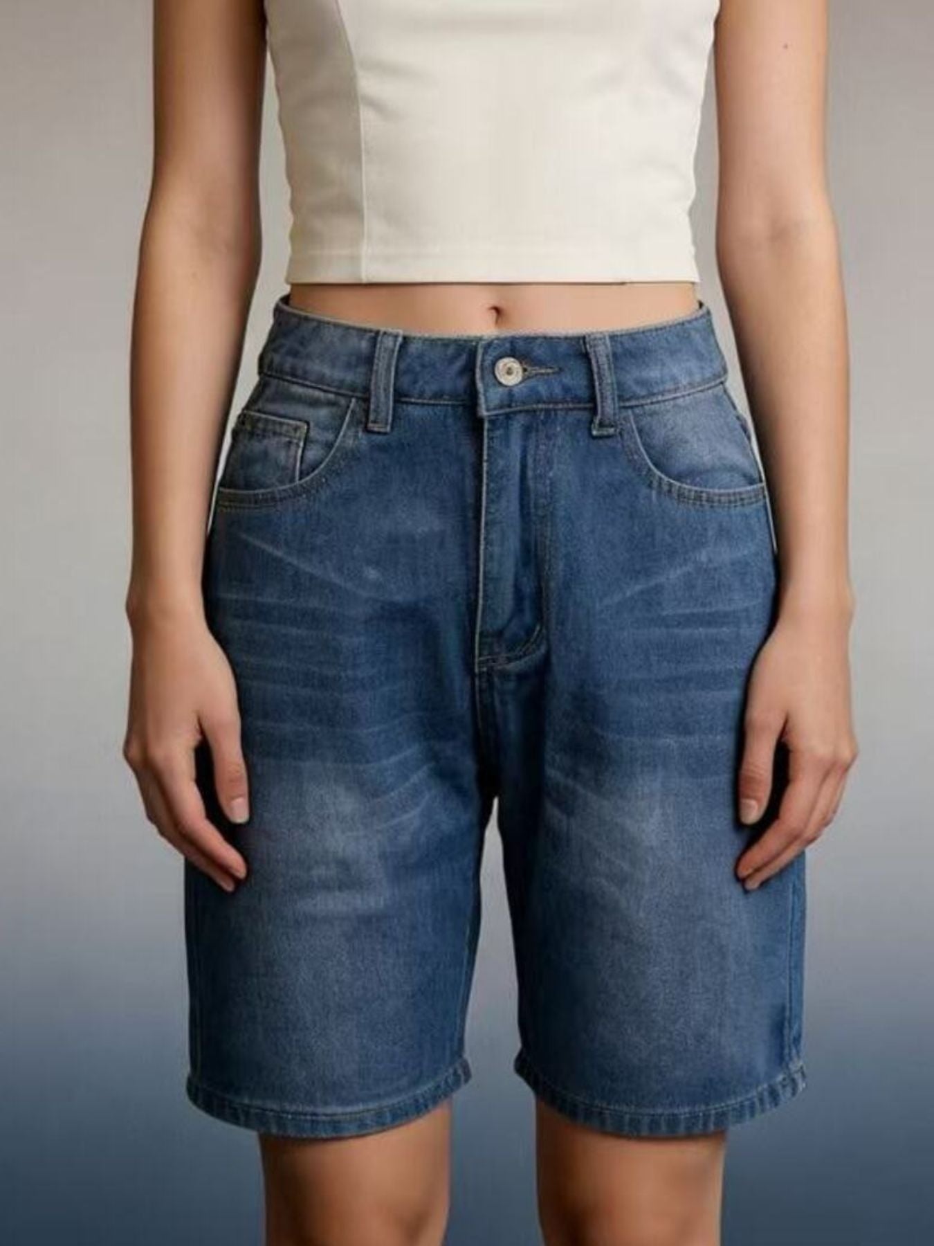 High Waist Denim Shorts - Lara Moda