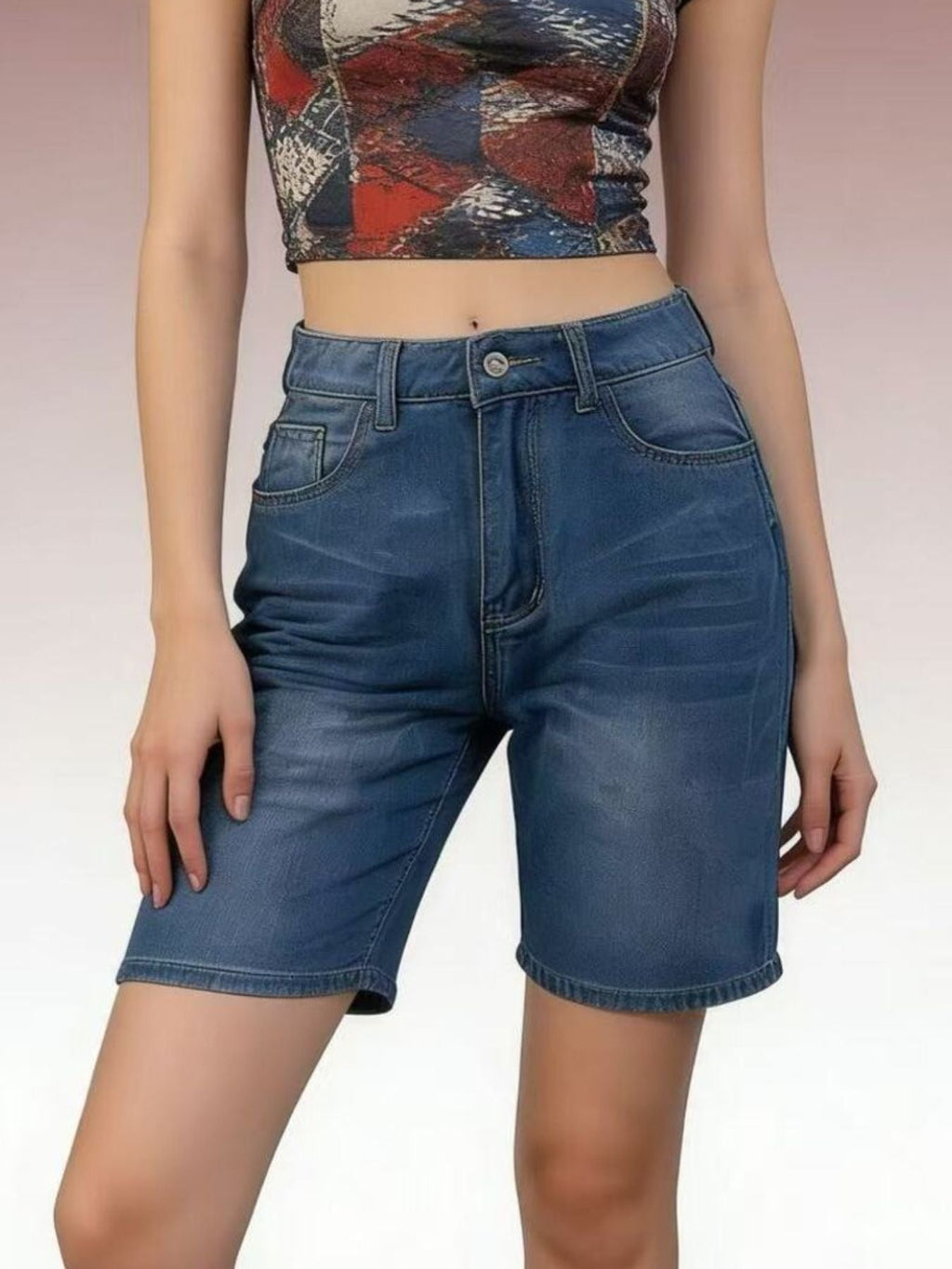 High Waist Denim Shorts - Lara Moda