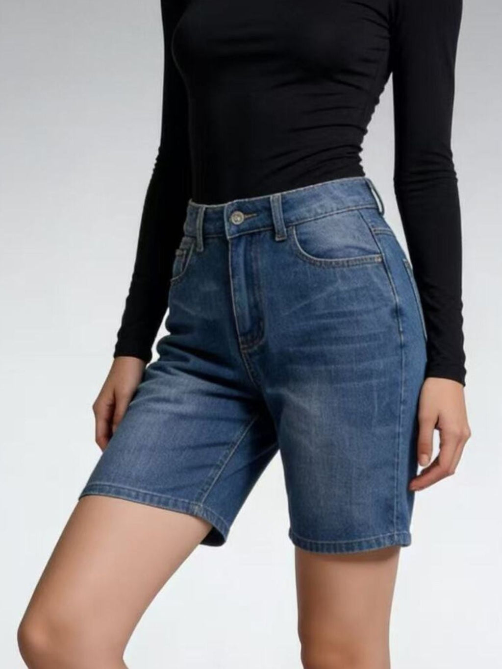 High Waist Denim Shorts - Lara Moda
