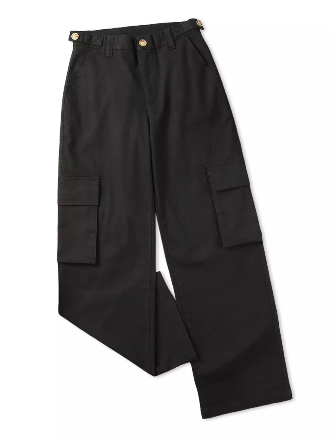 High-Waisted Wide Leg Cargo Jeans - Lara Moda