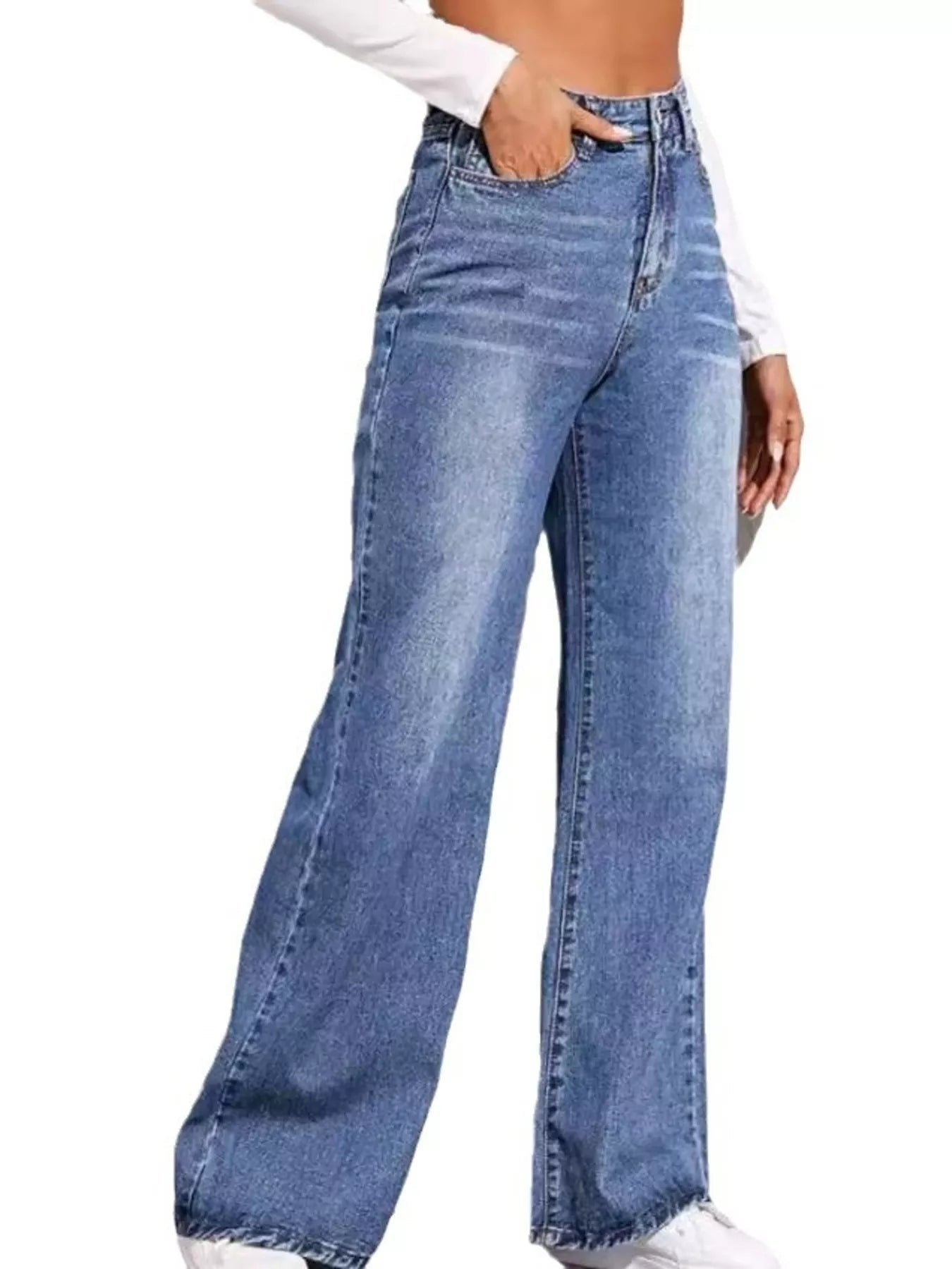 High-Waisted Wide Leg Jeans - Lara Moda