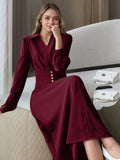 Johnny Collar Long Sleeve Dress - Lara Moda