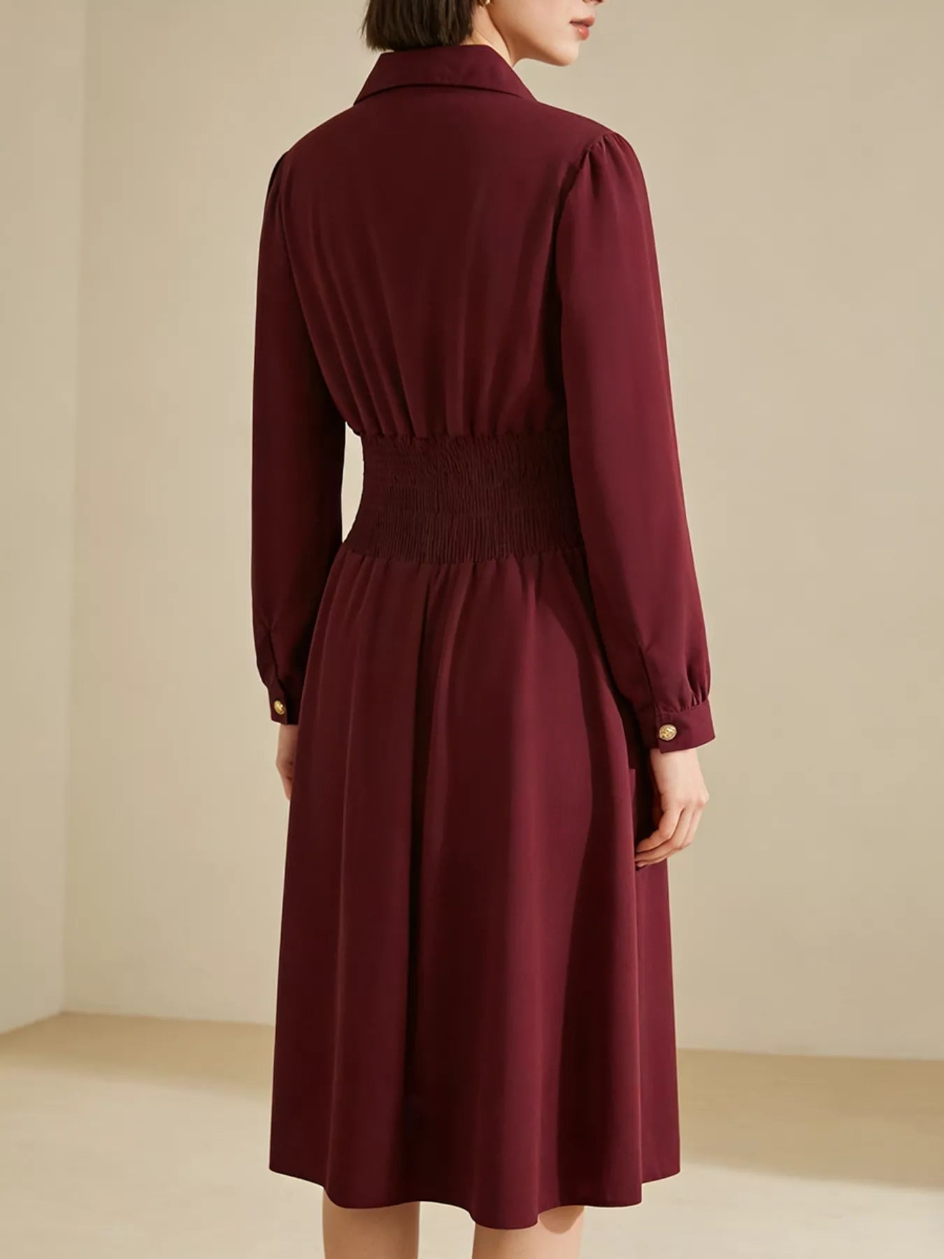 Johnny Collar Long Sleeve Dress - Lara Moda