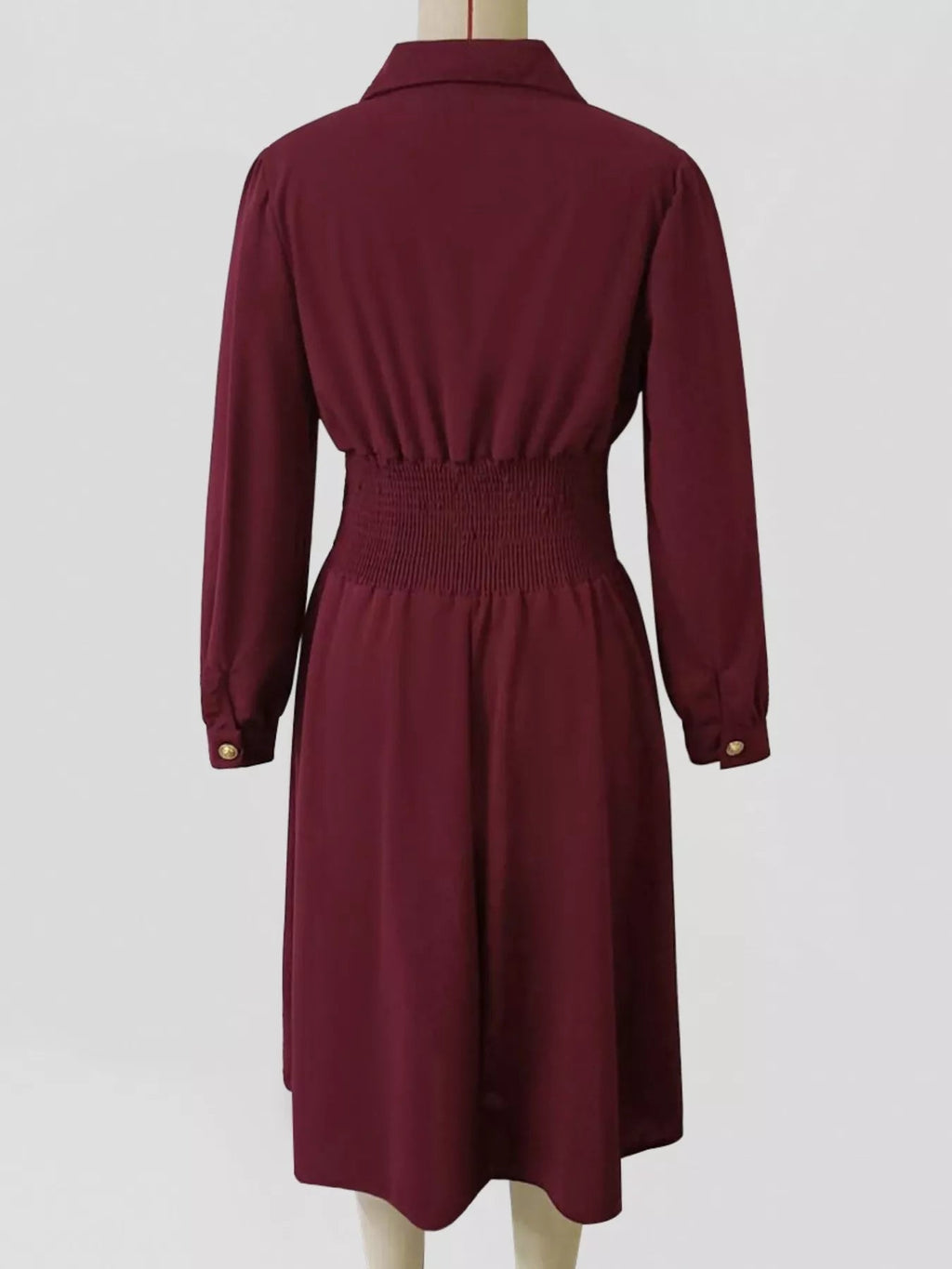 Johnny Collar Long Sleeve Dress - Lara Moda
