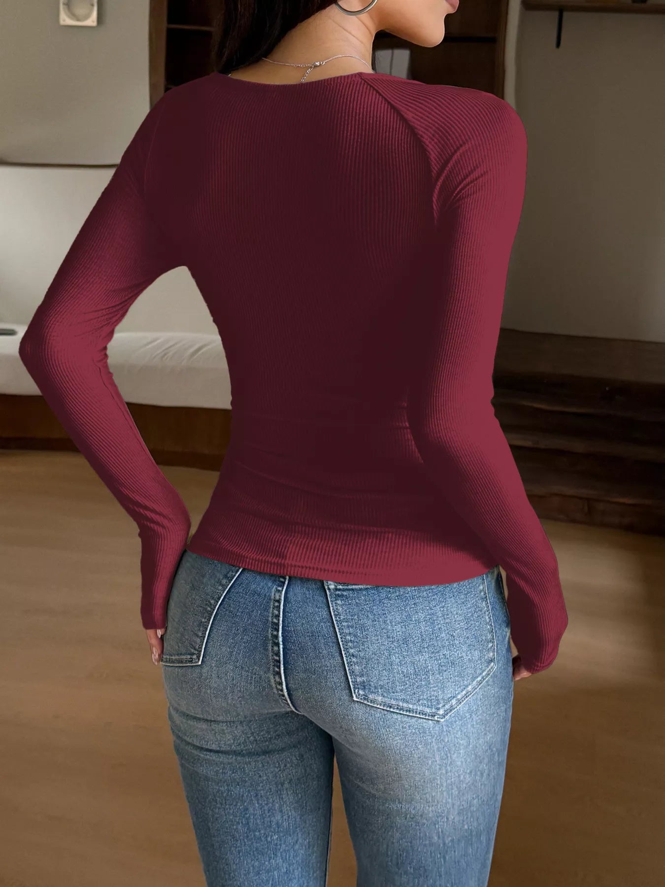 Lace Trim Long Sleeve T-Shirt - Lara Moda