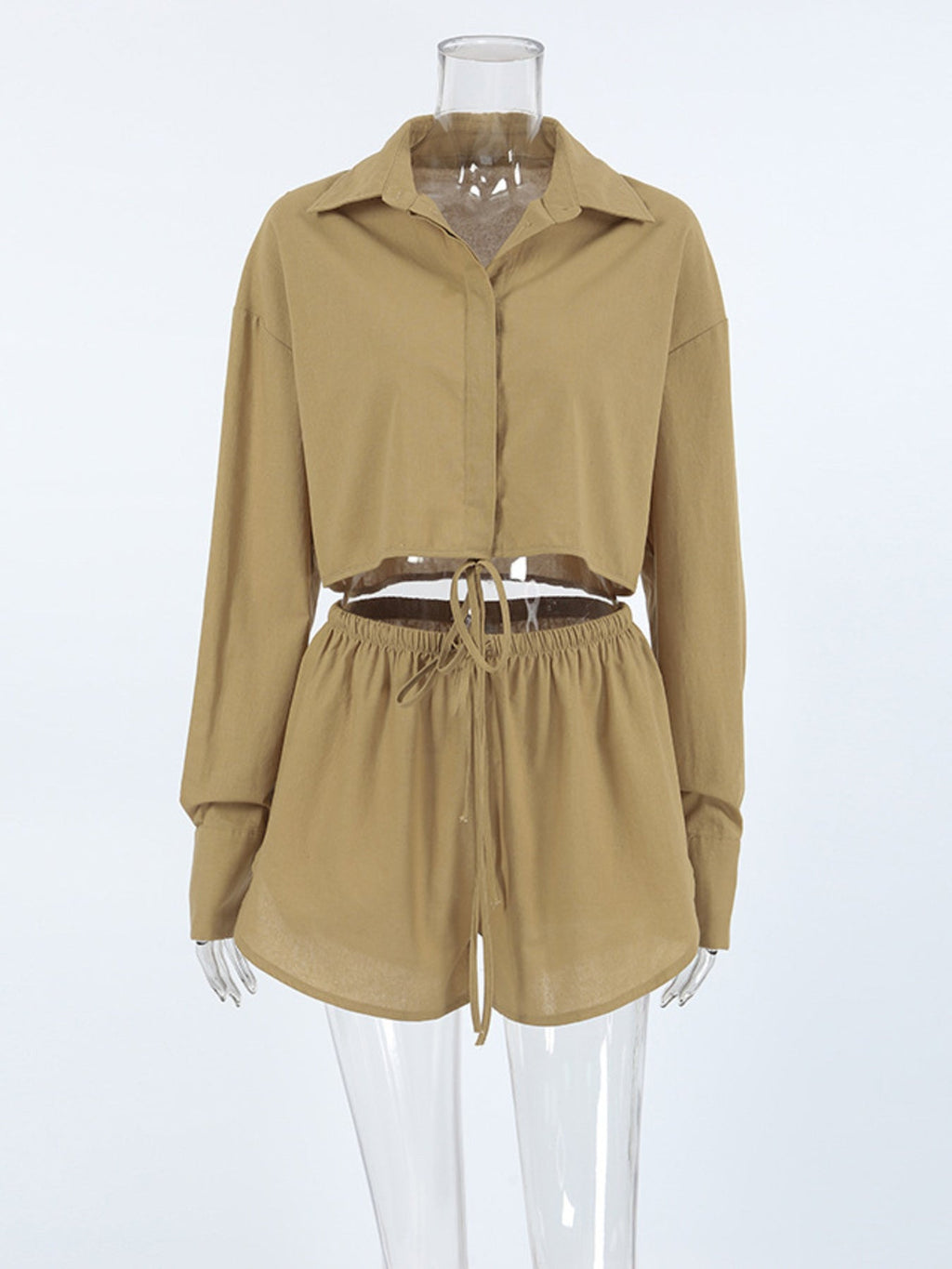 Long Sleeve Top and Shorts Set - Lara Moda