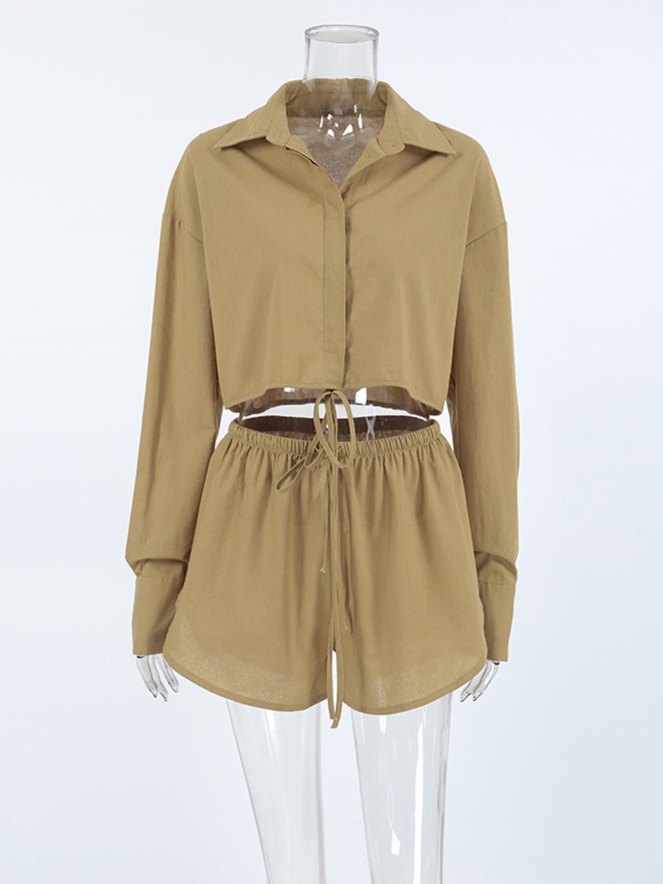 Long Sleeve Top and Shorts Set - Lara Moda