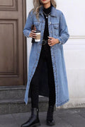 Longline Button-Down Denim Jacket - Lara Moda