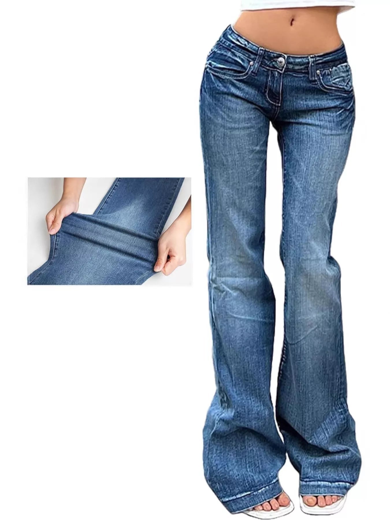 Low Rise Flare Jeans - Lara Moda